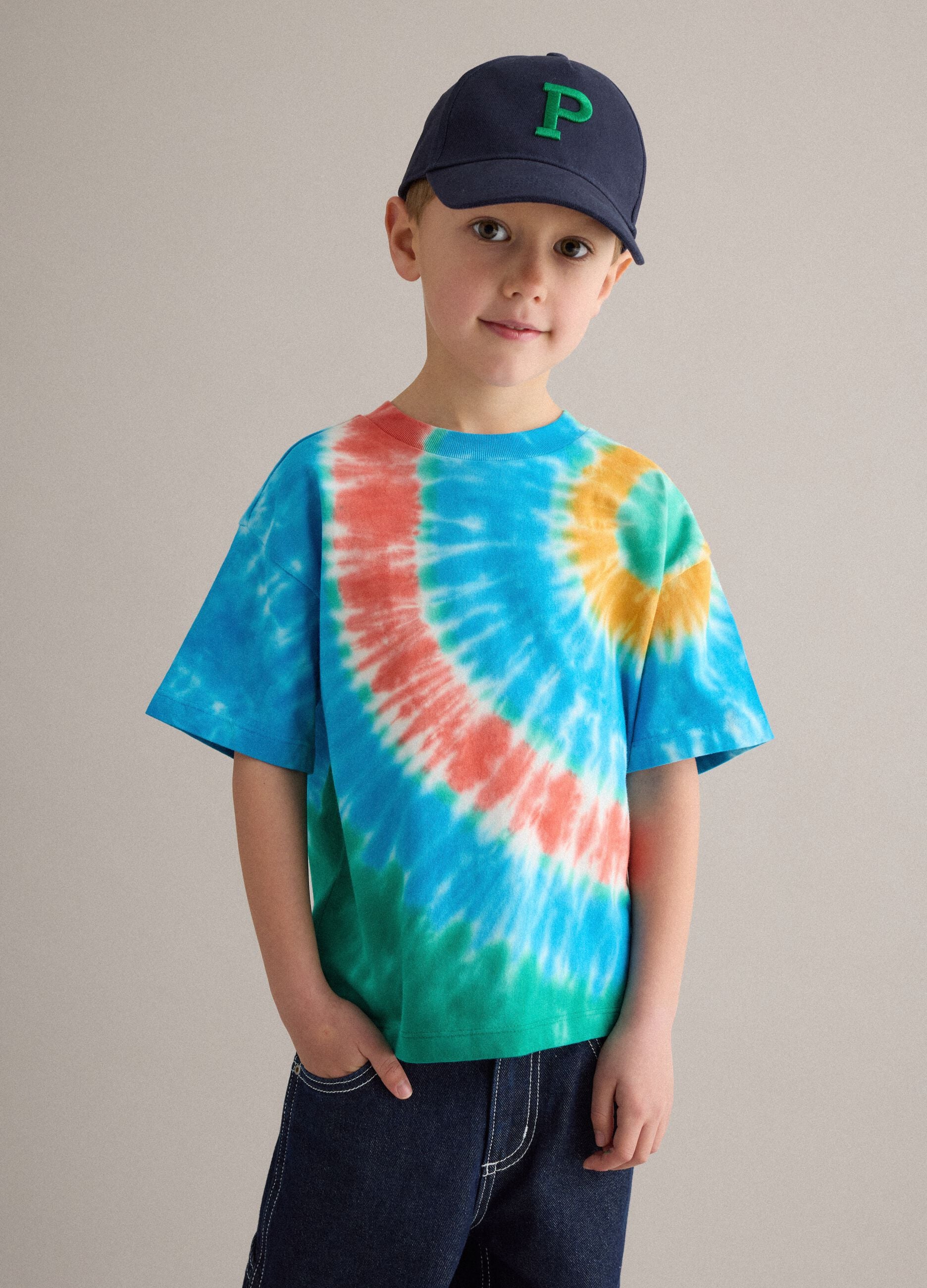 Kids' Regular Fit Multicolour Tie-Dye Pure Cotton T-shirt