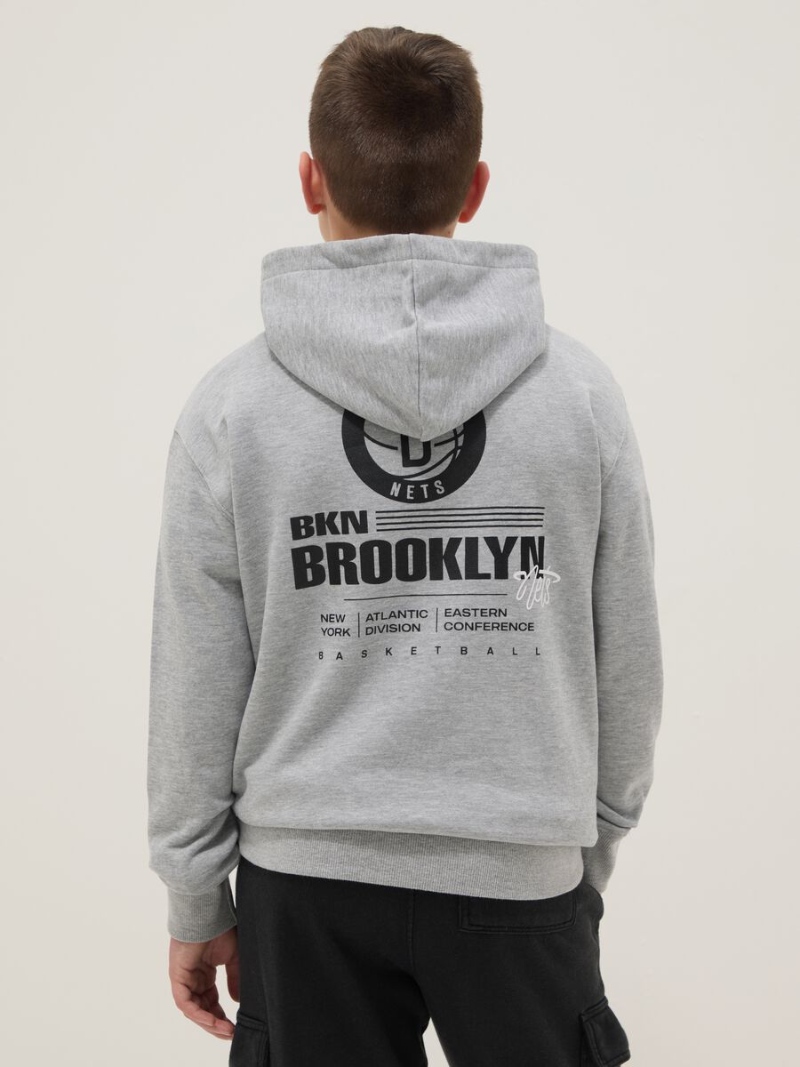 Grey pure cotton children's sweatshirt, regular fit, with Brooklyn Nets logo_1