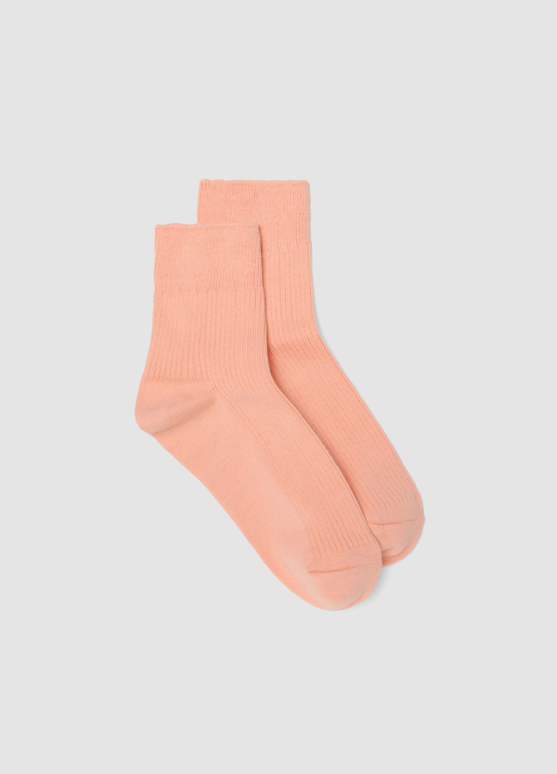 Pink ribbed stretch-cotton socks