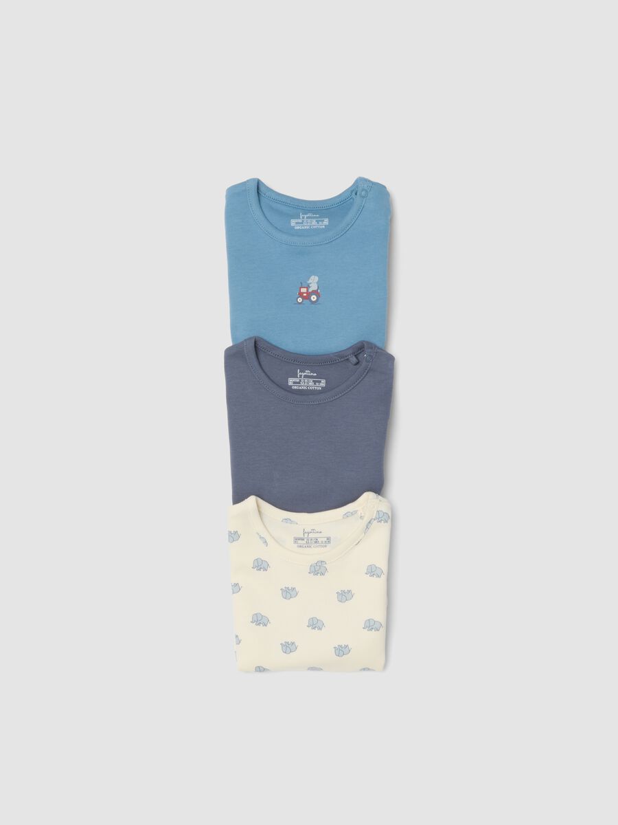 Tripack body multicolor in puro cotone organico per neonato e bimbo_2