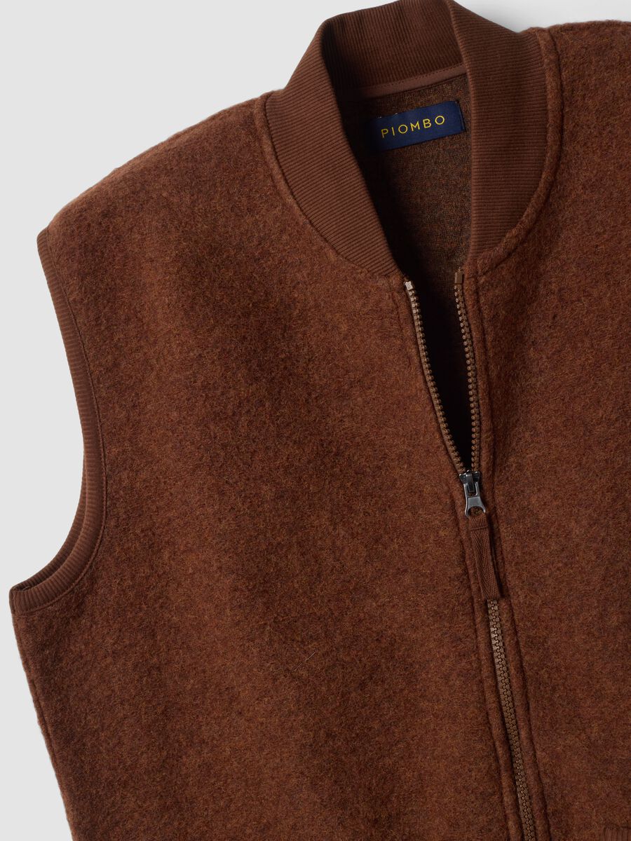 Brown wool-blend gilet with zip_1