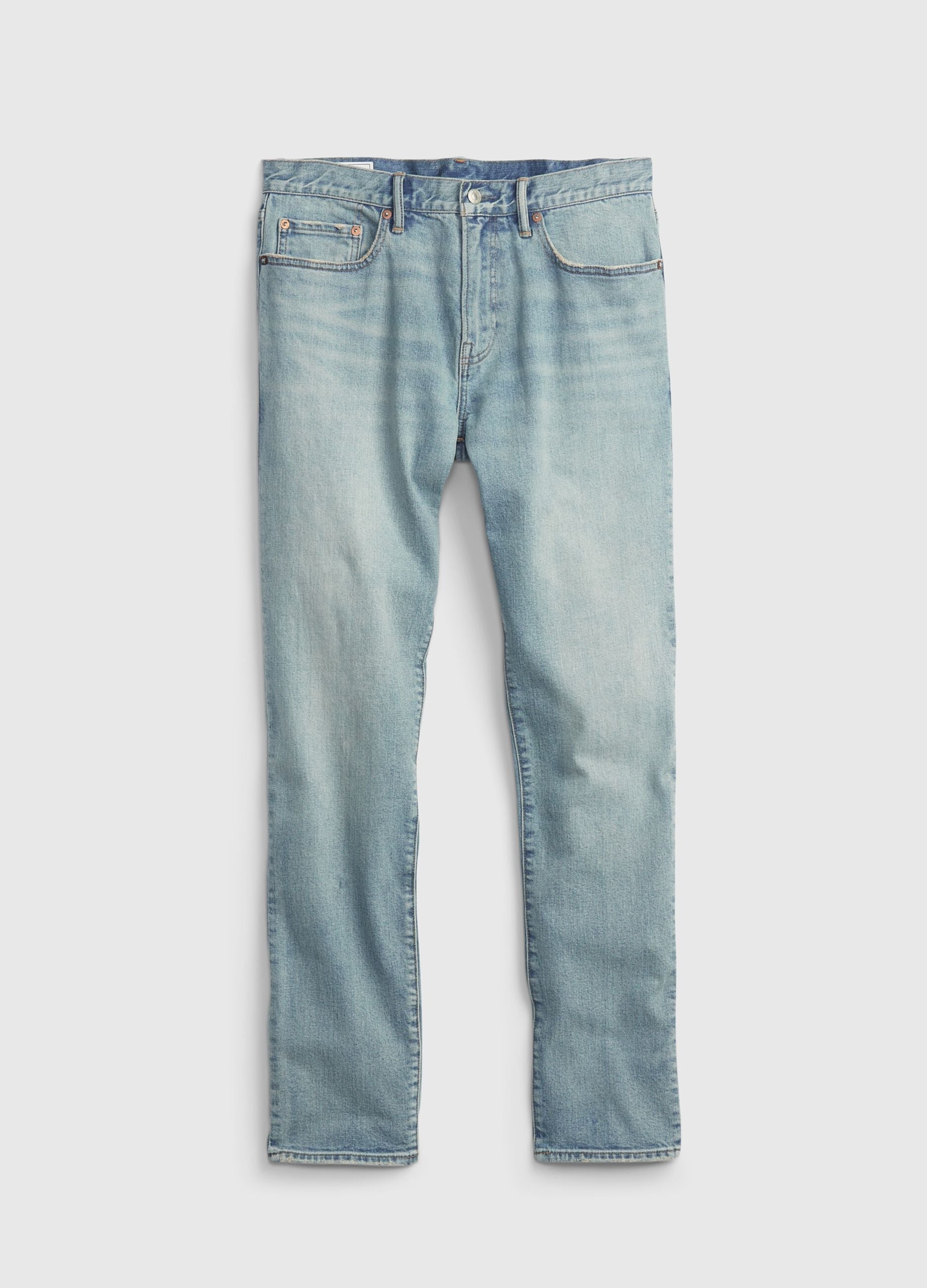 Slim-fit jeans with discolouring