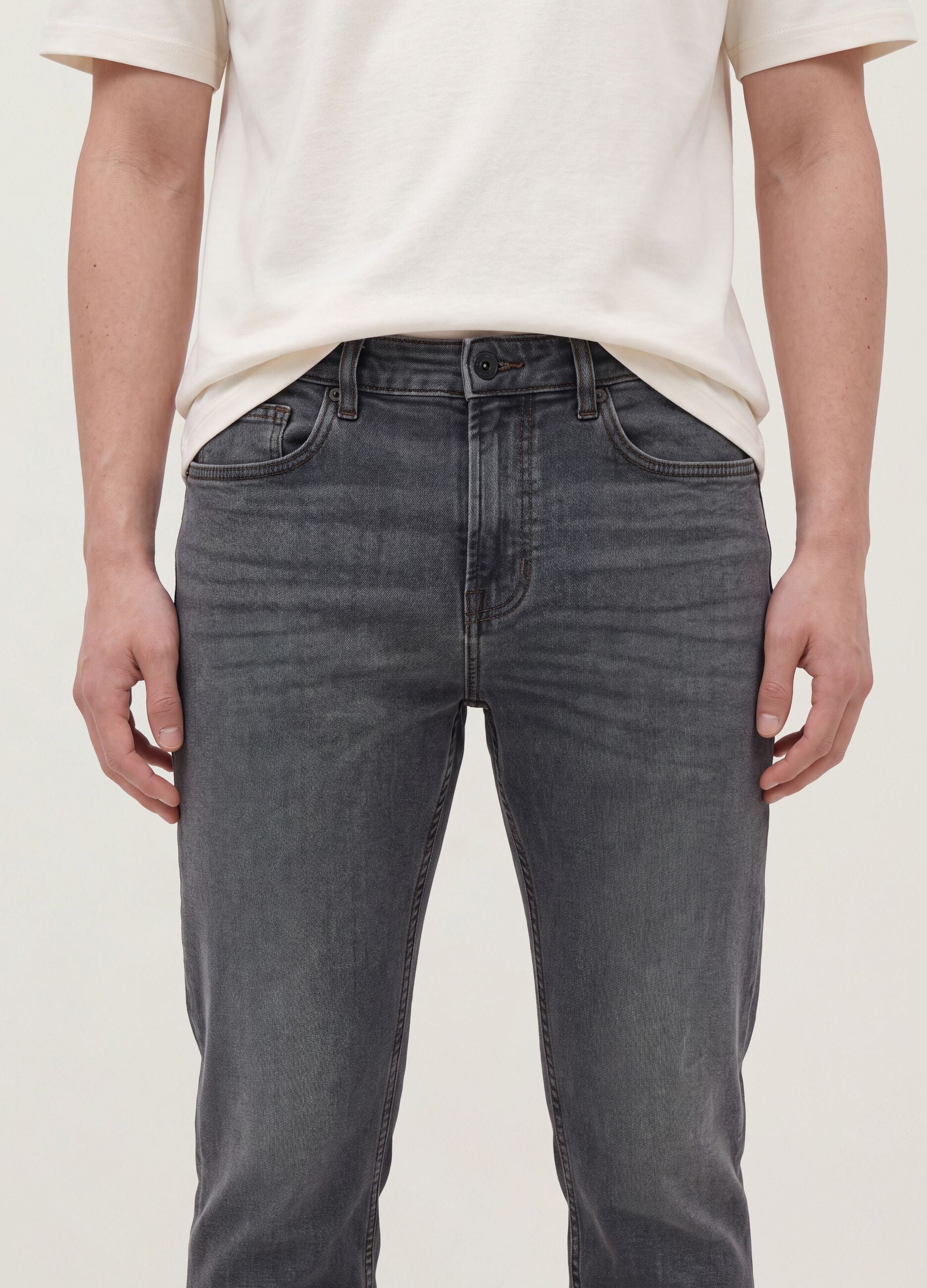 Grey slim-fit stretch cotton jeans