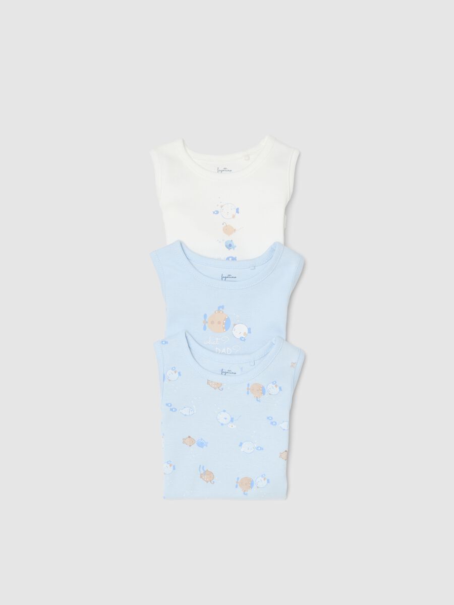 Multicoloured sleeveless pure cotton baby bodysuit pack_3