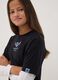 Black pure cotton T-shirt with ribbed collar and Stitch print_0