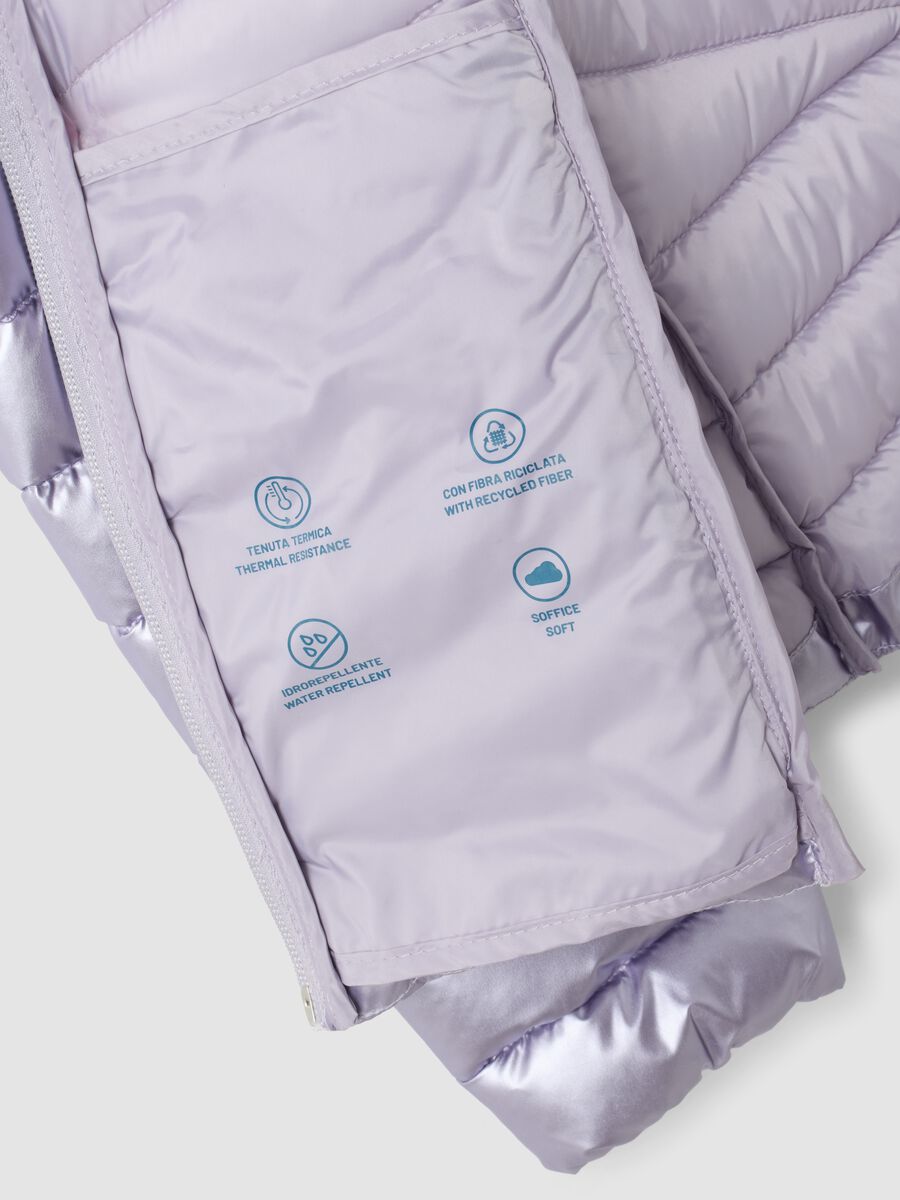 Giacca Ultralight imbottita viola con cappuccio e zip per ragazza_3