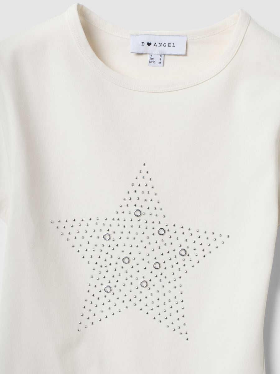 White fitted stretch-cotton T-shirt with rhinestone embellishment_6