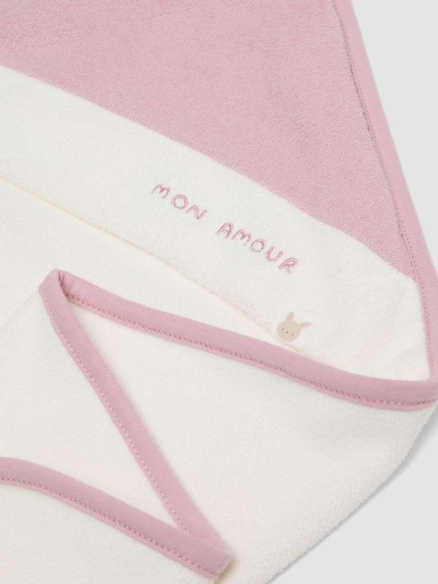 White organic cotton hooded baby girl bathrobe_1