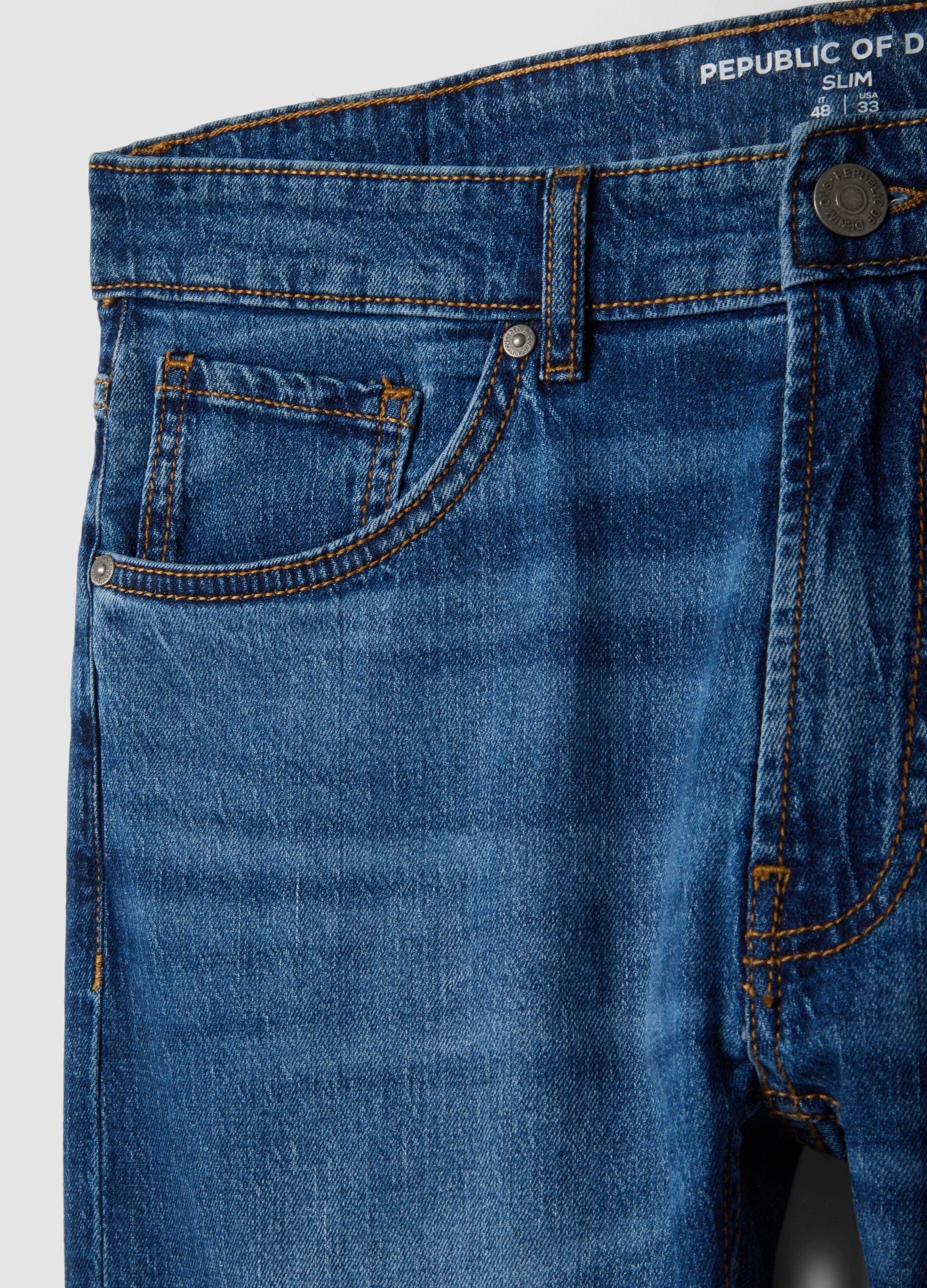 Slim Fit Blue Stretch Cotton Jeans