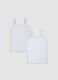 2-pack of white stretch organic cotton vests for girls_0