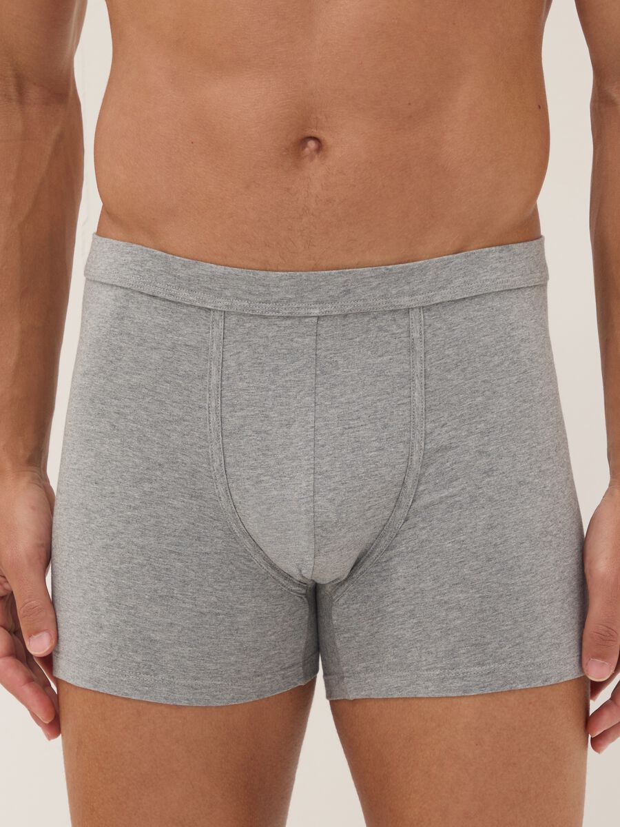 Bipack di boxer midi grigi in cotone Supima elasticizzato_1