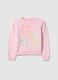 Girls' pink pure cotton sweater with hearts and stars, regular fit_0