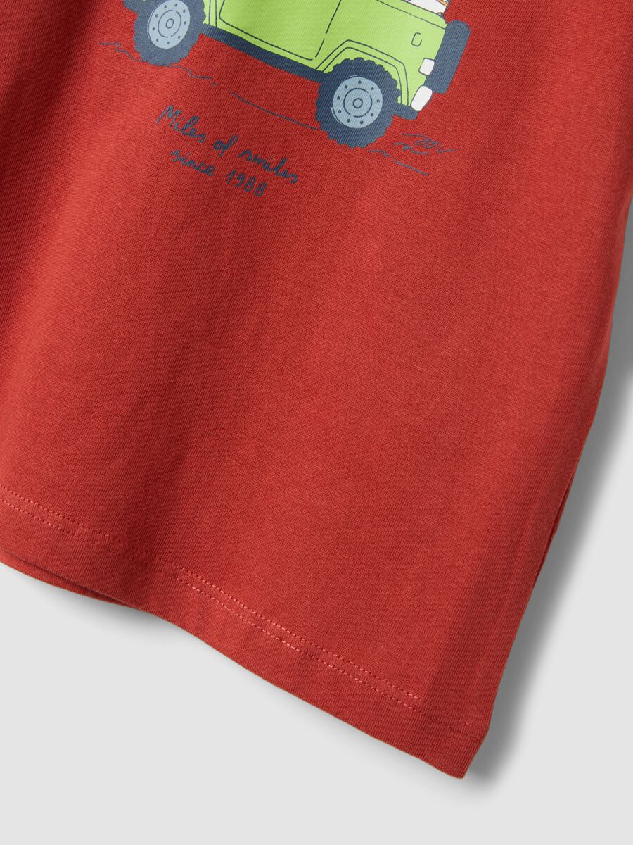 T-shirt rossa in puro cotone organico con stampa regular fit per bimbo_3