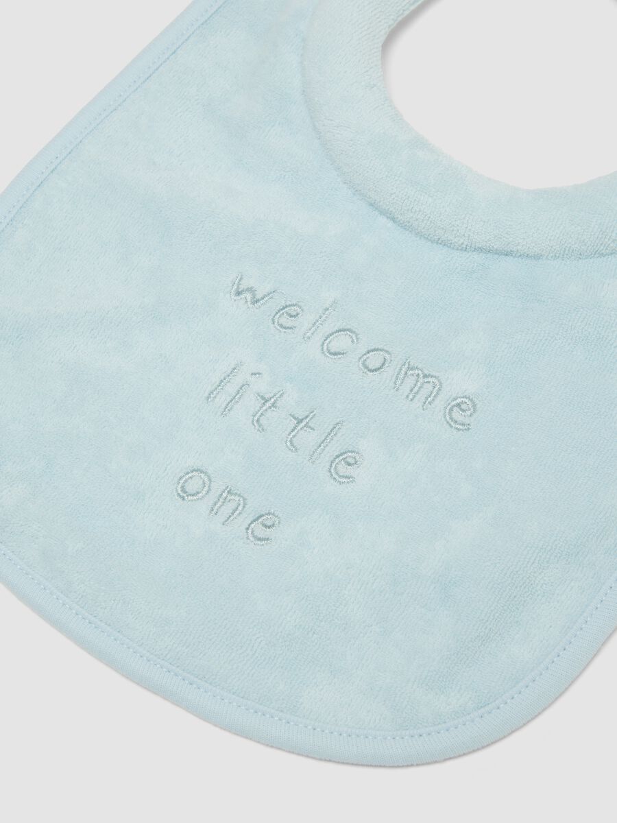 Twin pack of blue and white organic cotton baby bibs_1