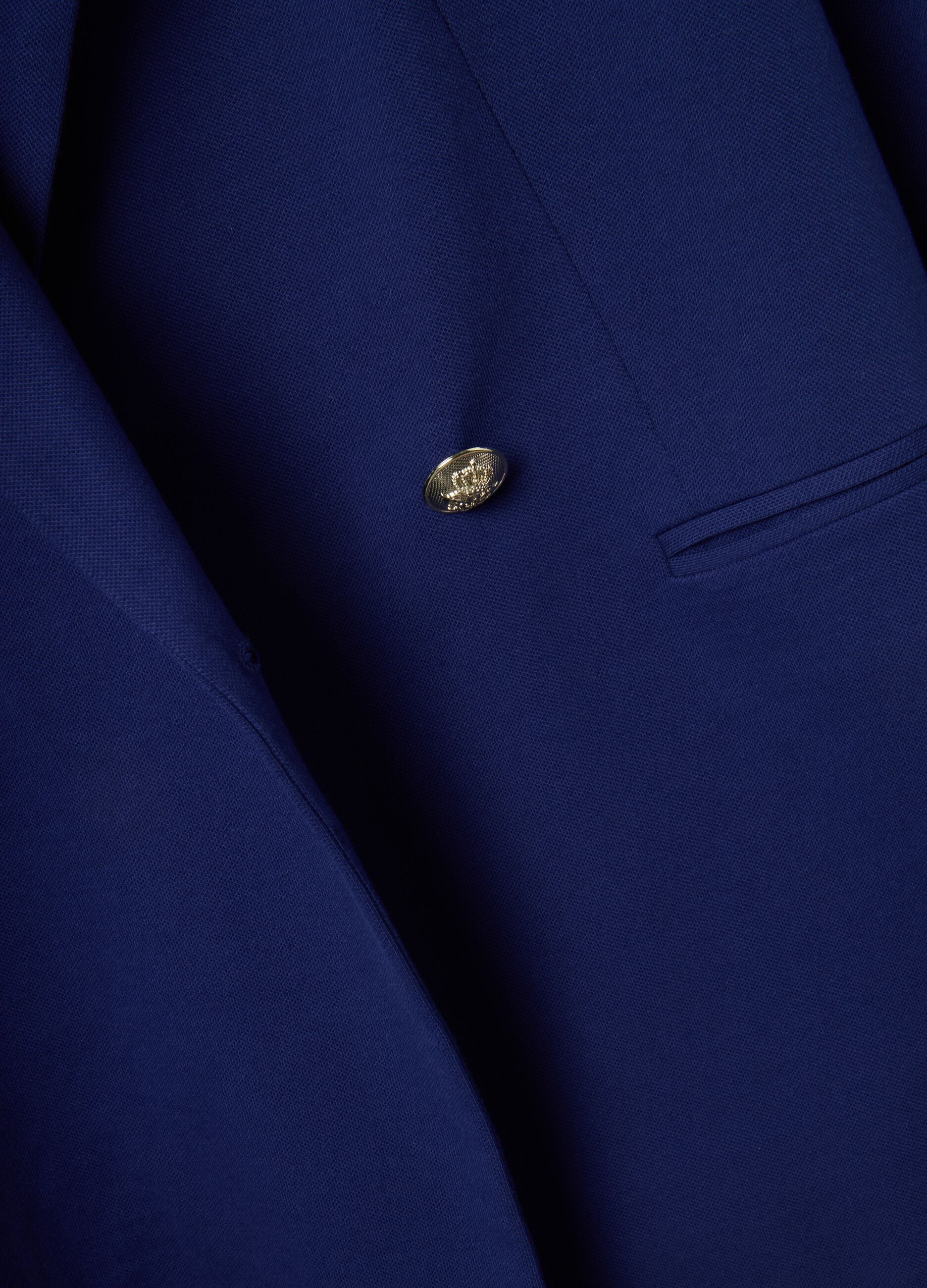 Blue Cotton Stretch Regular Fit Blazer