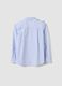 Blue striped girls&rsquo; shirt with ruffle detail and classic collar_1