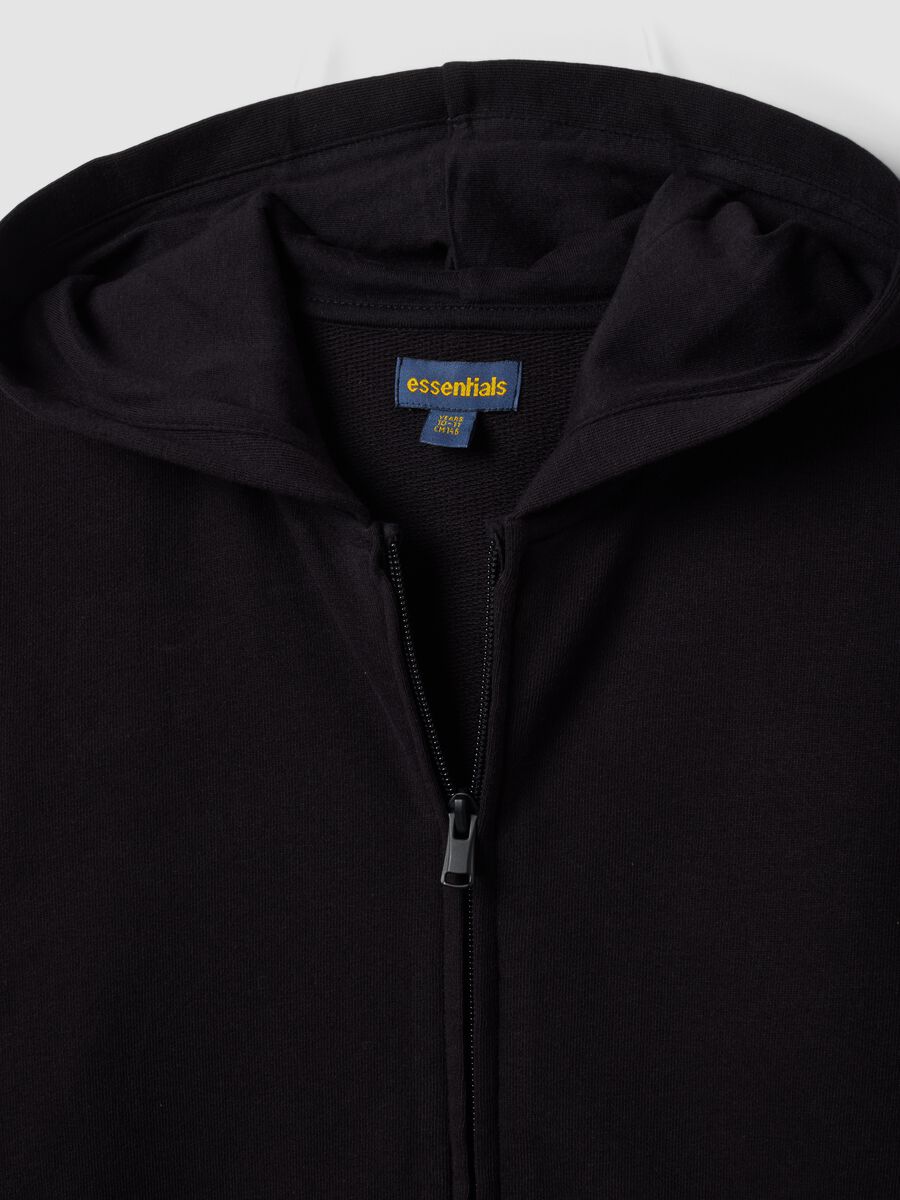 Black organic cotton hooded sweatshirt, regular fit, for boys_6