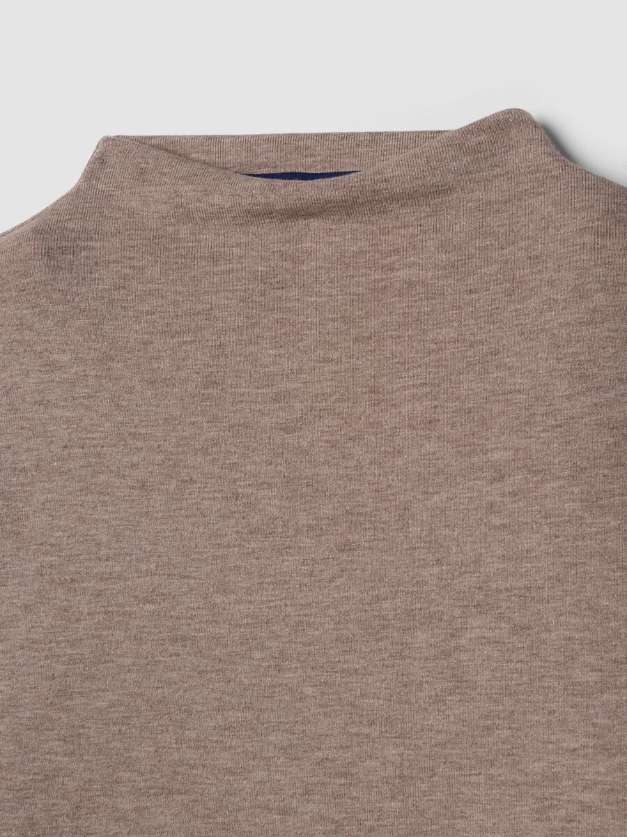 Beige stretch viscose crew-neck T-shirt_5