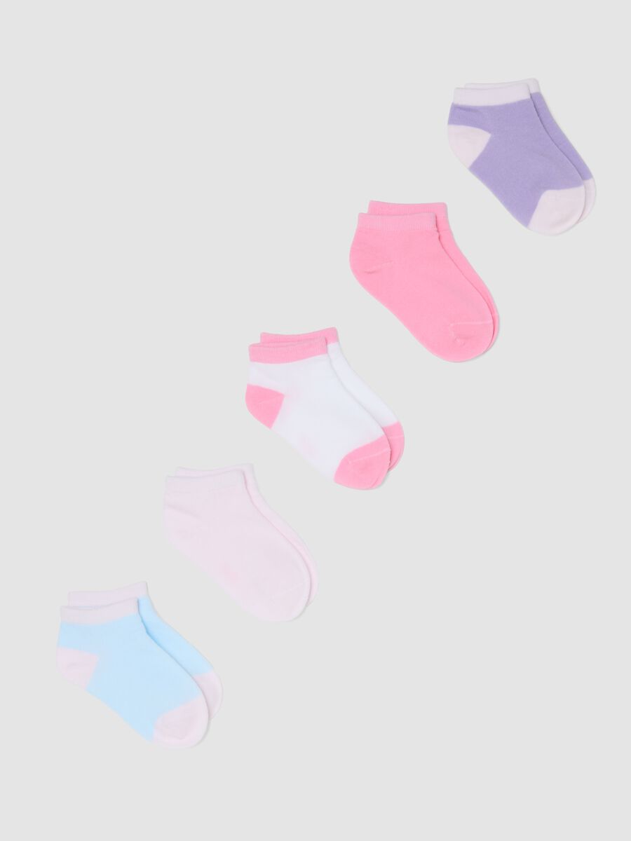 Girls&rsquo; multicolour organic cotton blend ankle socks multipack_0
