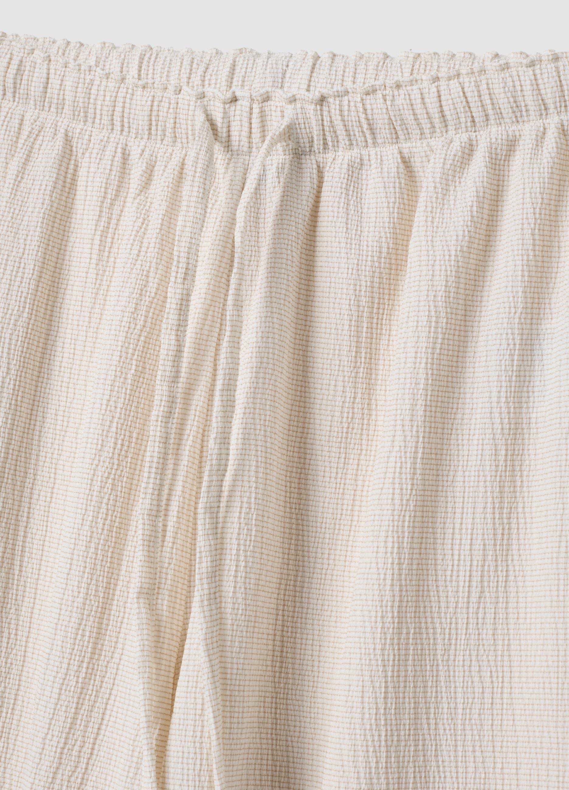 Beige stretch-fabric palazzo trousers