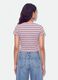 Purple striped cropped pure cotton T-shirt with print_2