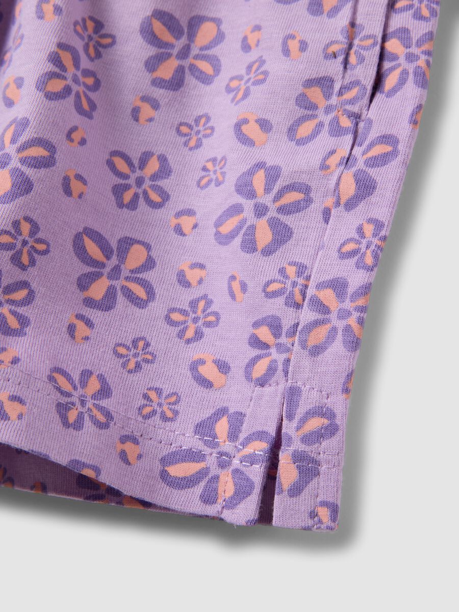 Purple pure cotton shorts with floral print_3