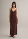 Brown pure cotton long dress slim fit with net texture_0