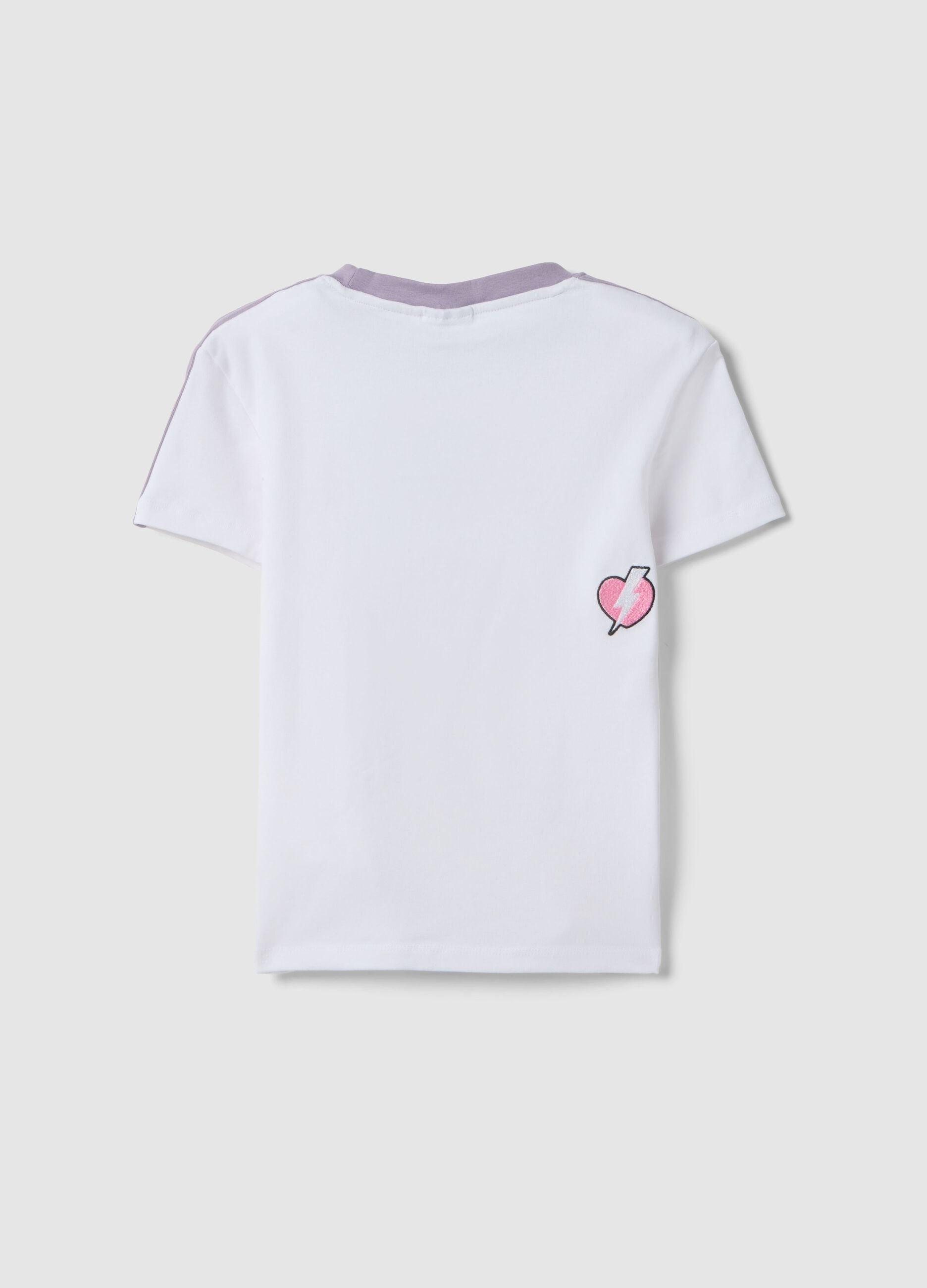 Girls' White Stretch Cotton Slim Fit T-shirt with Kuromi