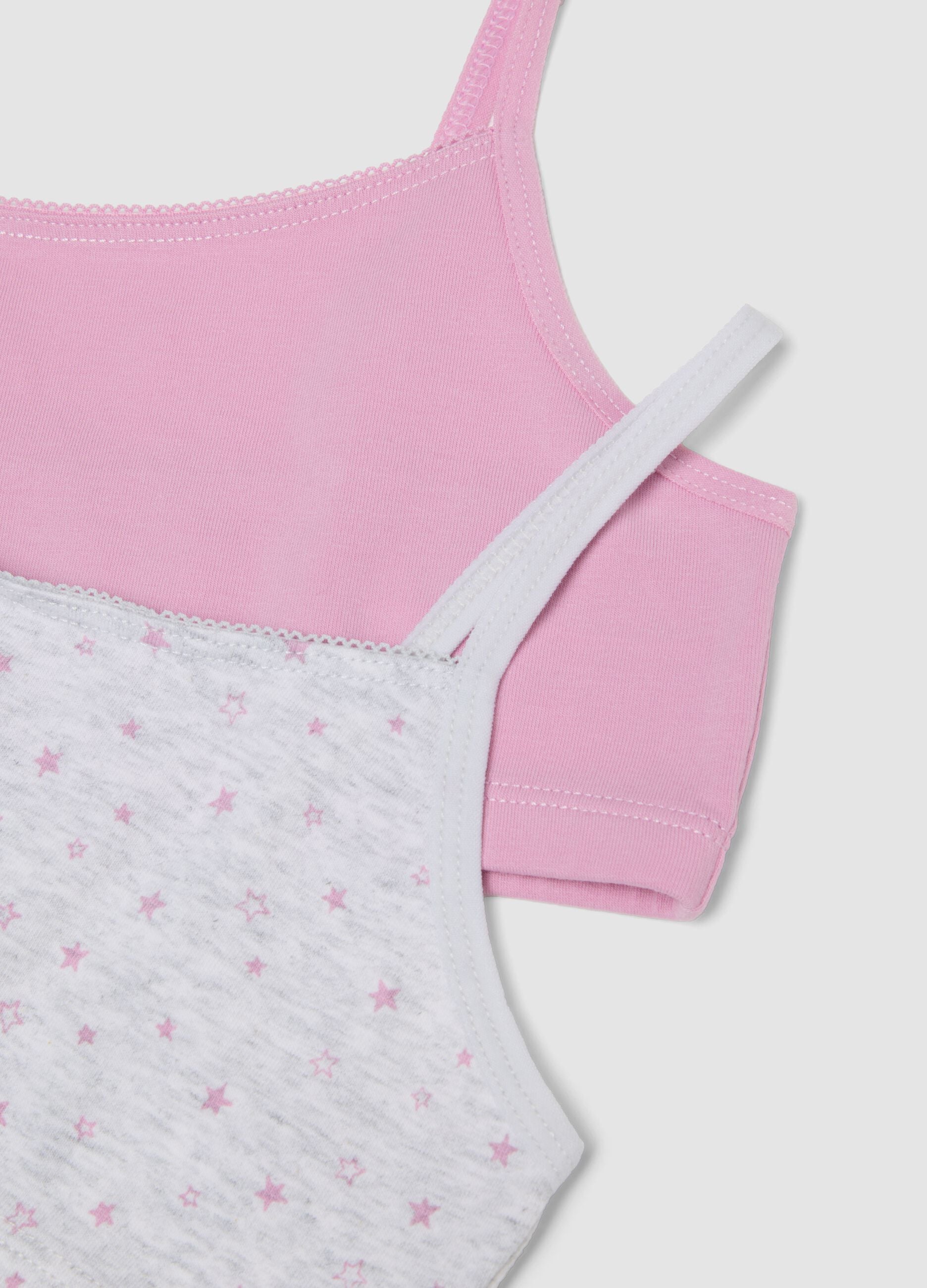 2-pack of multicolour organic stretch cotton bralettes for girls
