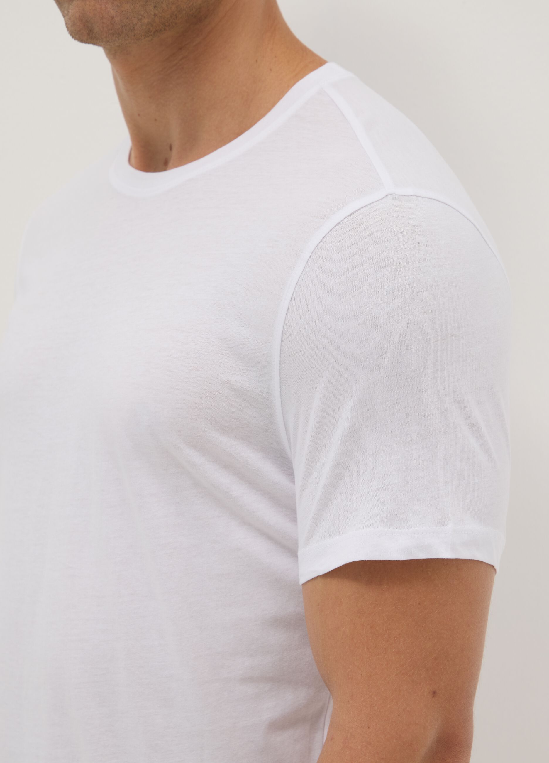 White crew neck t-shirt twin pack in pure cotton regular fit