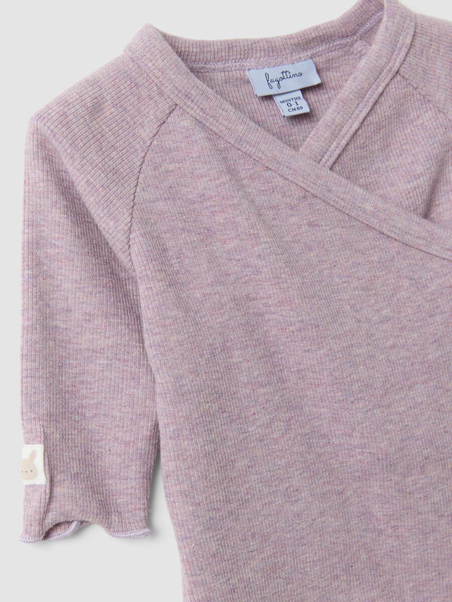 Purple organic cotton wrapover babygrow for baby girl_2