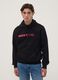 Black cotton-blend hoodie with Ducati print, relaxed fit_0