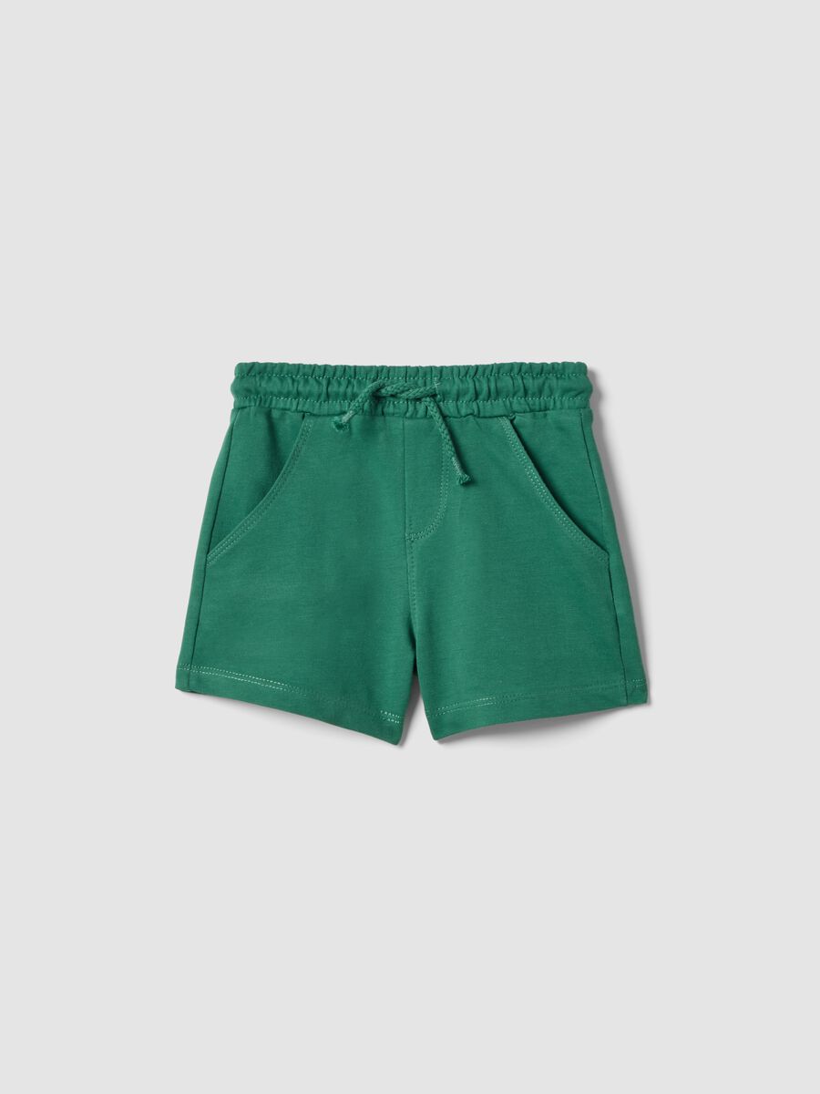 Shorts jogger verdi in puro cotone da bimbo regular fit_0