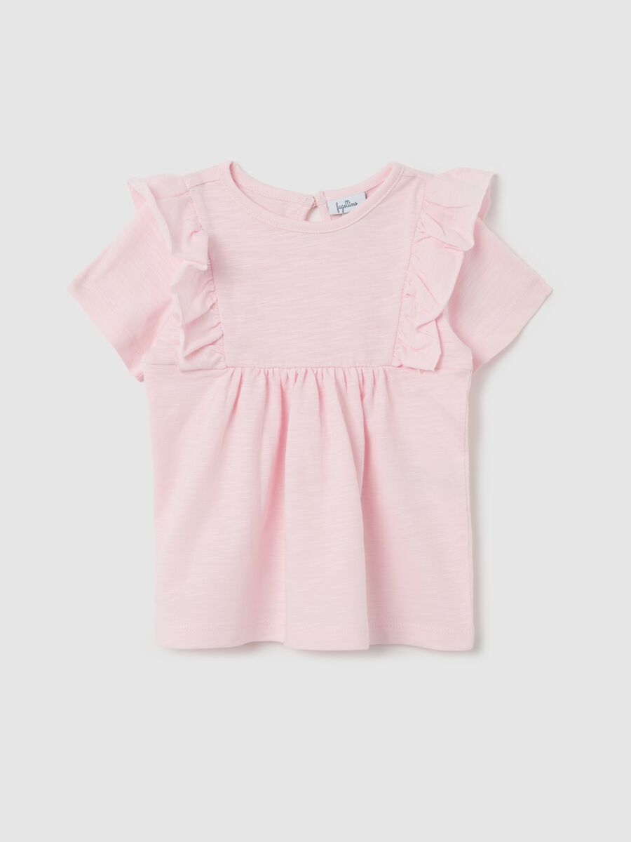 Cotton T-shirt with flounce_0