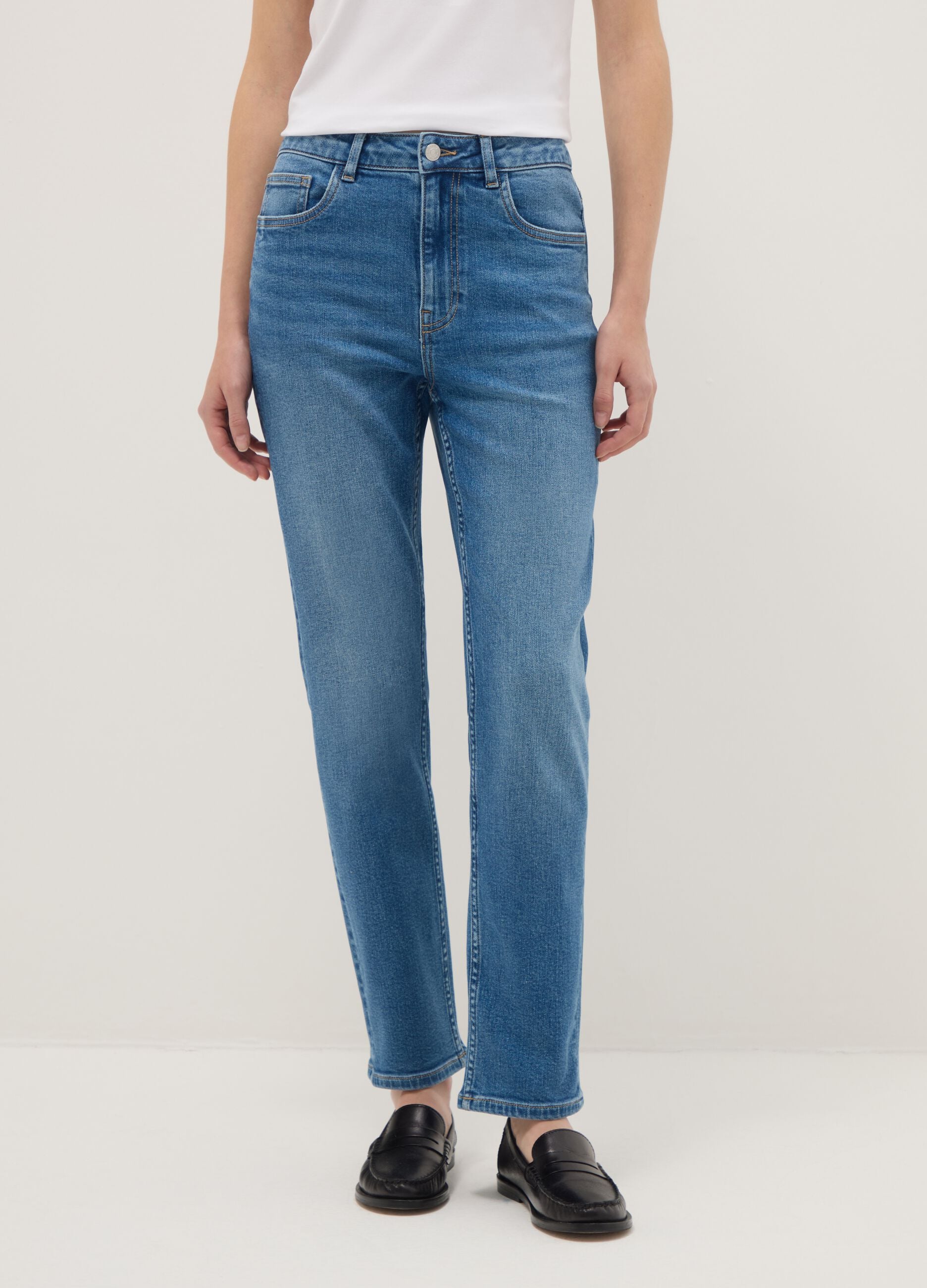 Slim fit stretch cotton blue jeans