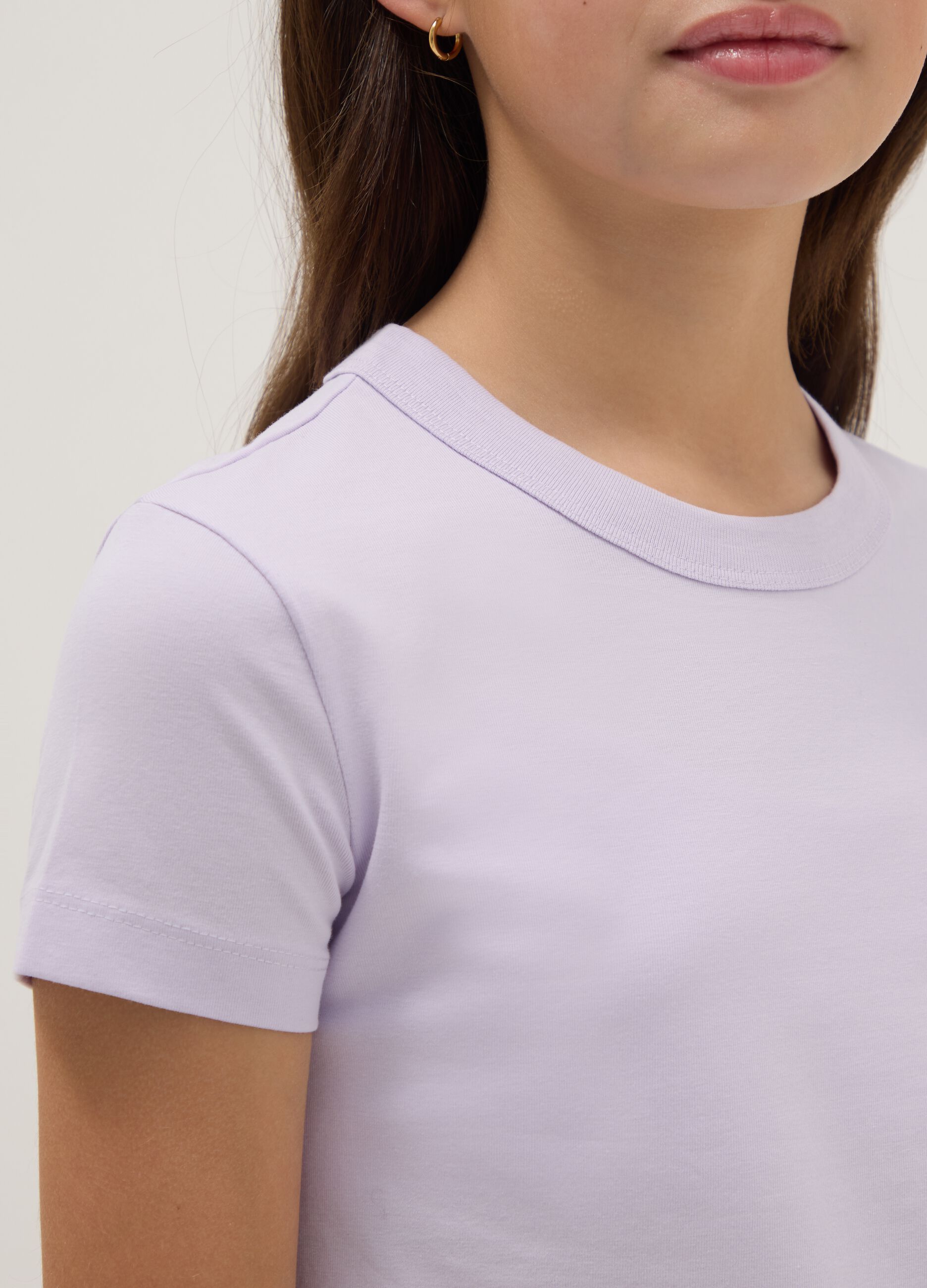 Girls' purple cotton blend T-shirt regular fit