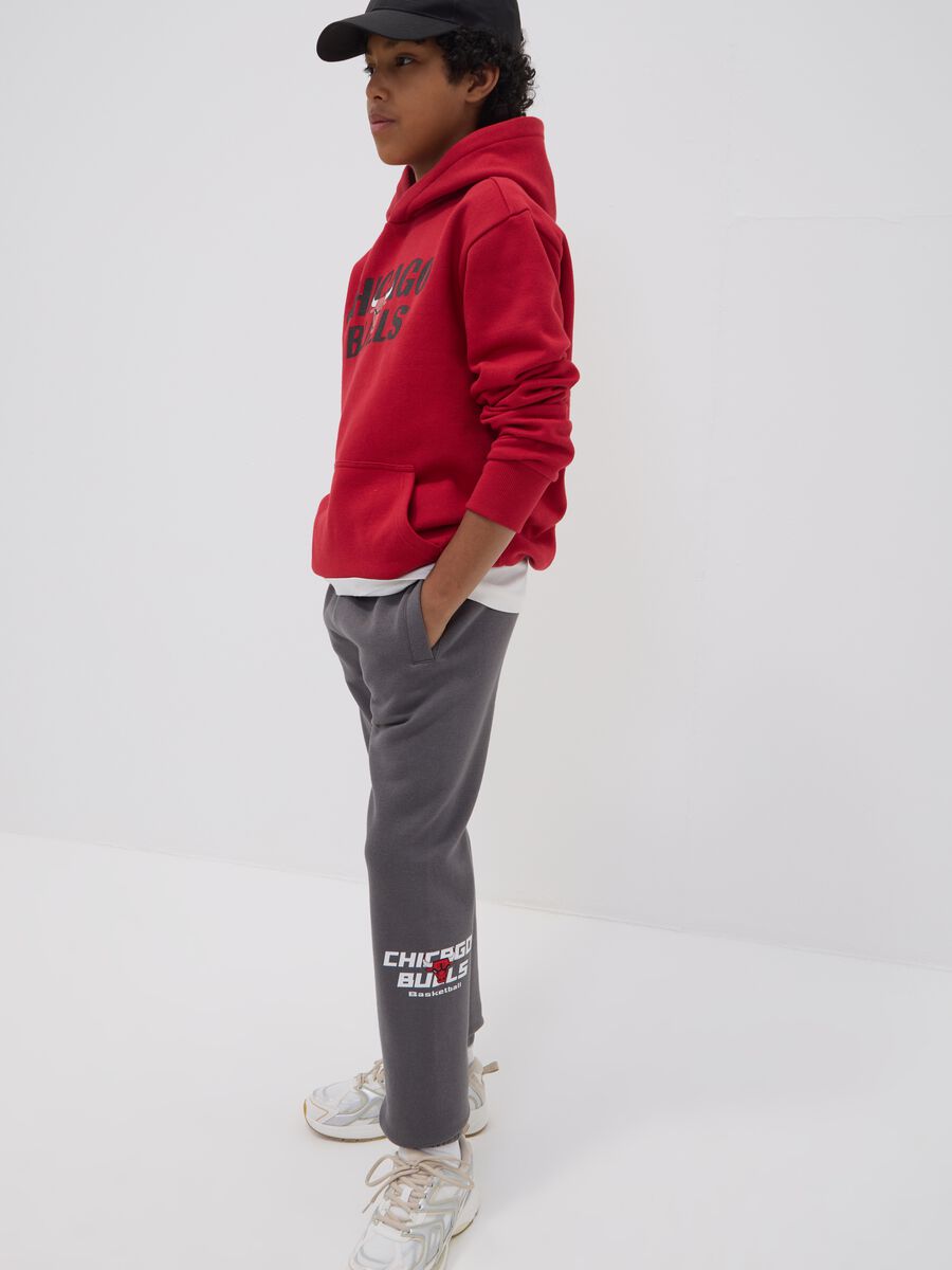Grey cotton-blend track trousers with Chicago Bulls print_1