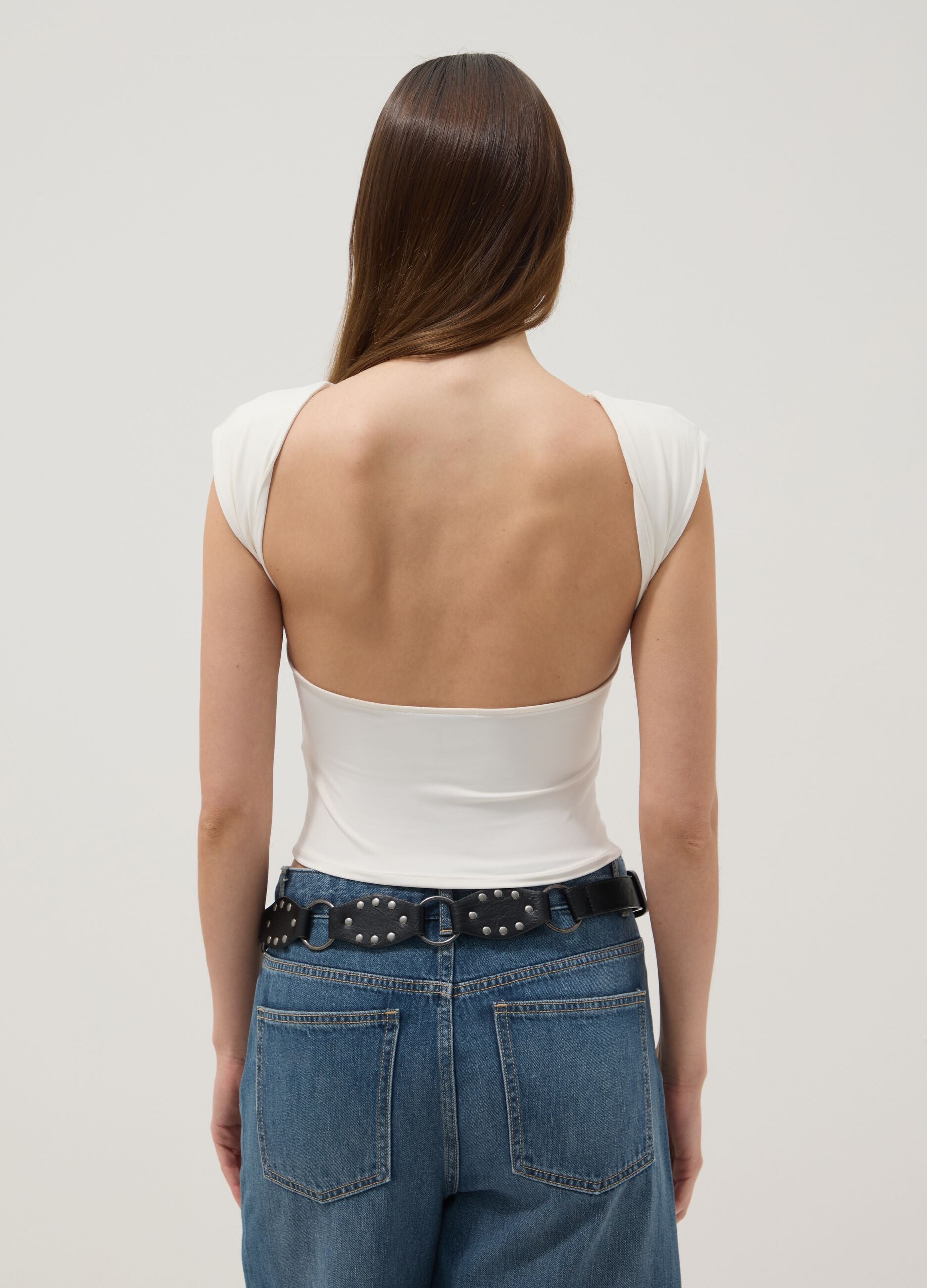White stretch-fabric top