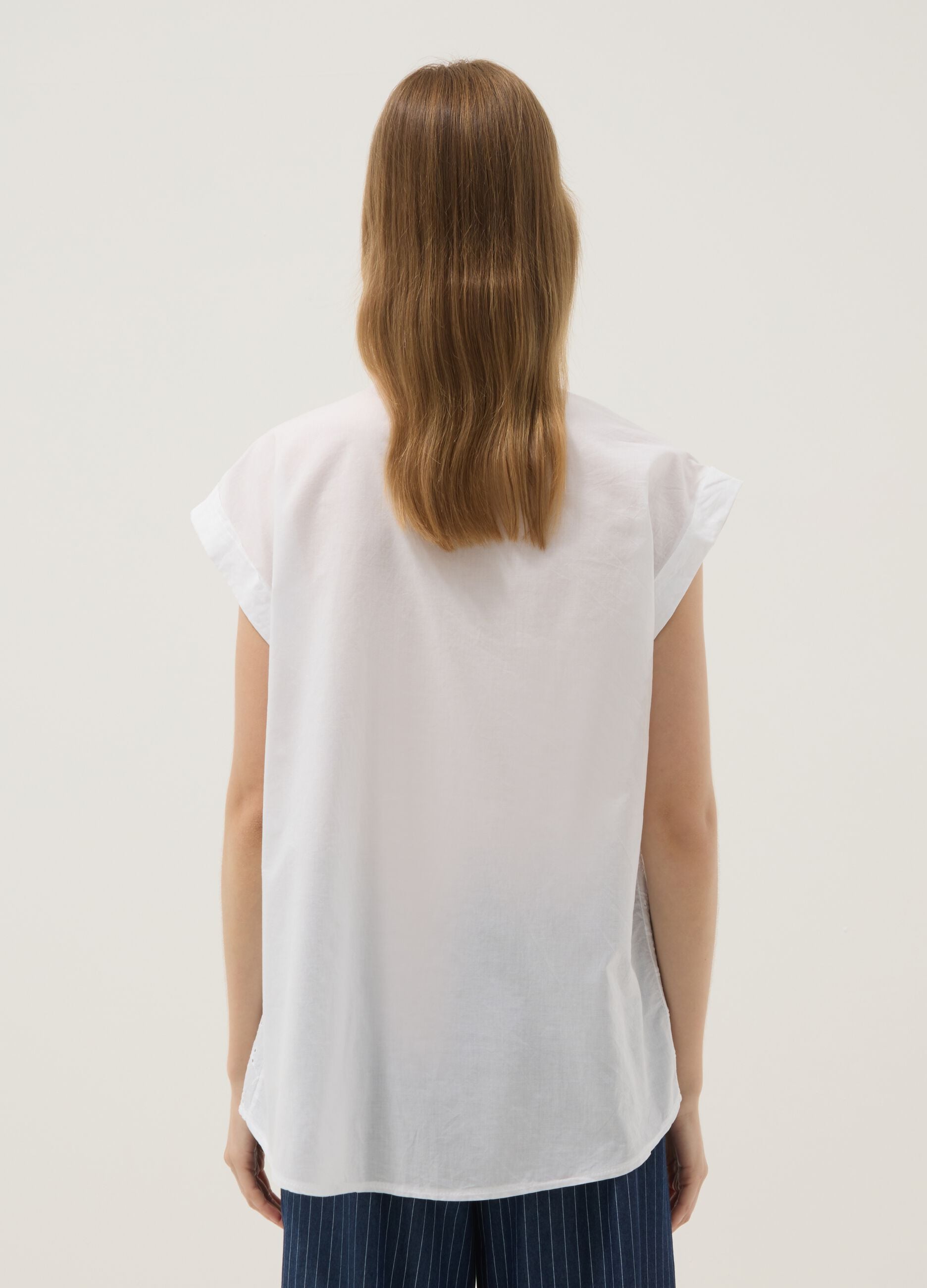 White pure cotton embroidered shirt