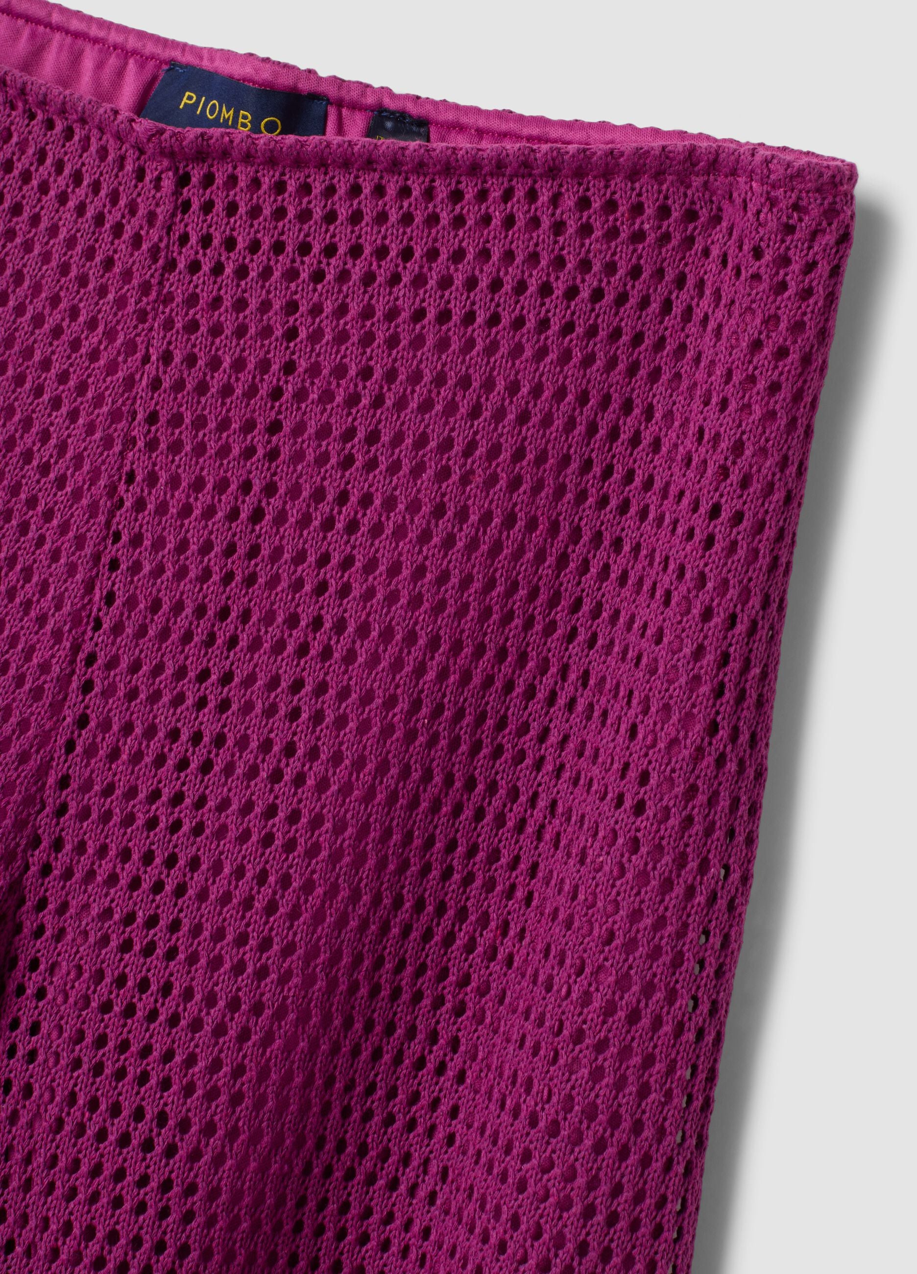 Purple viscose-blend crochet palazzo trousers, regular fit