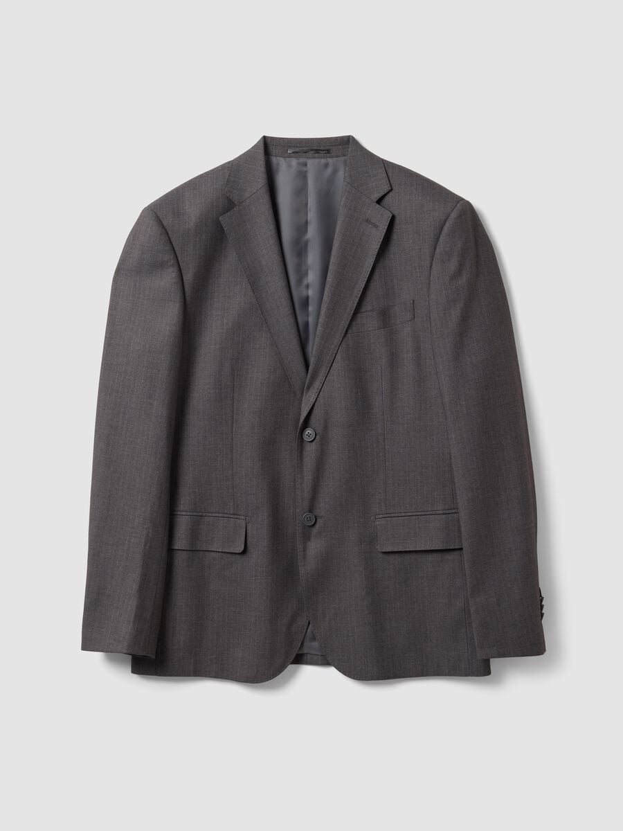 Abito completo grigio in viscosa elasticizzata con rever classico_4
