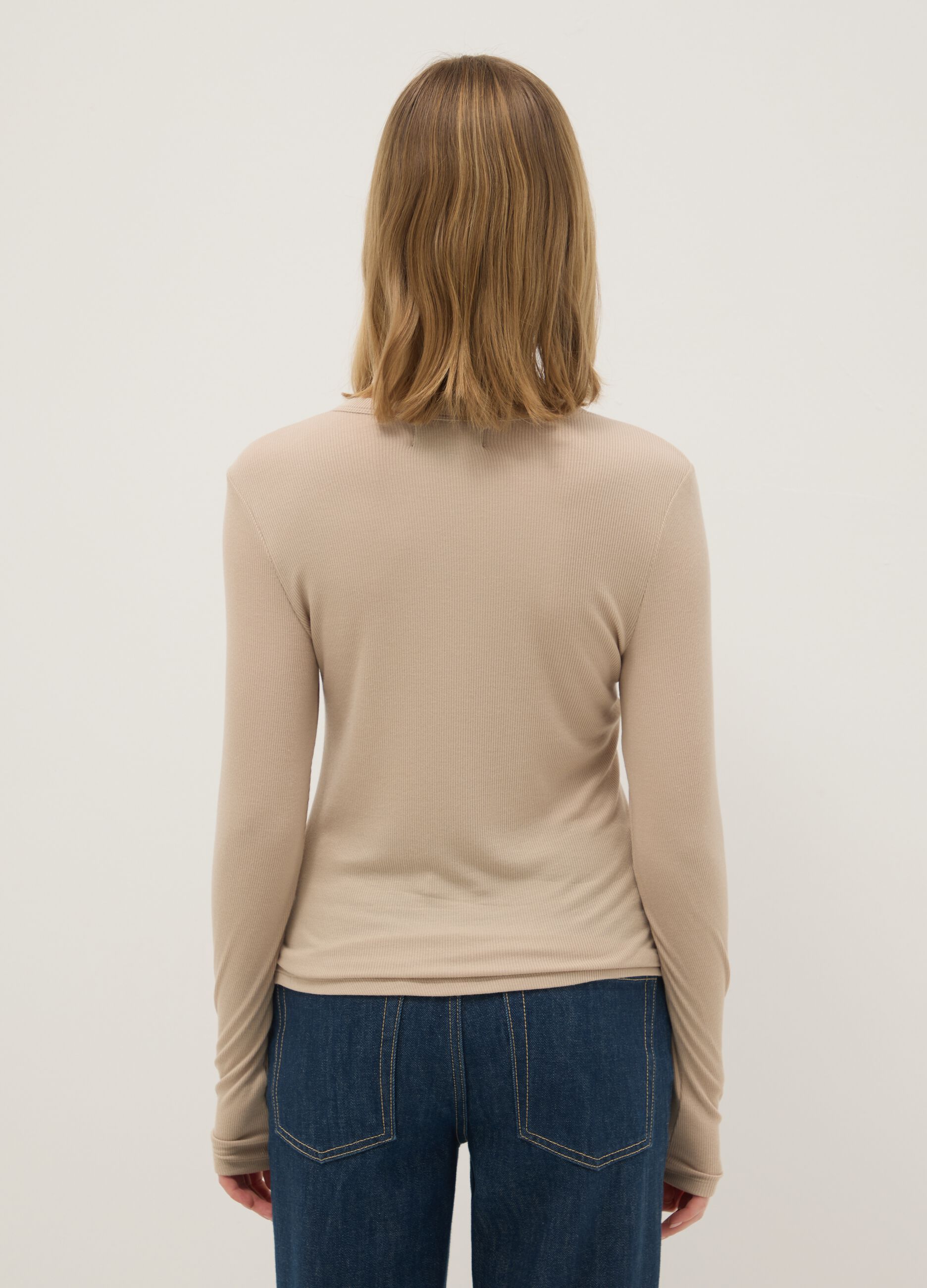 Beige Stretch Modal Regular Fit Top
