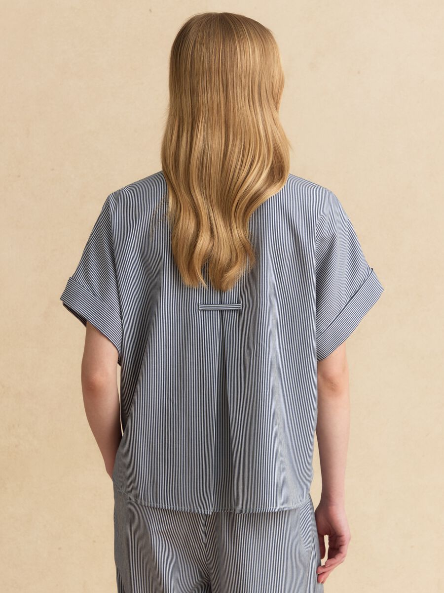 Blue striped short-sleeve shirt_3