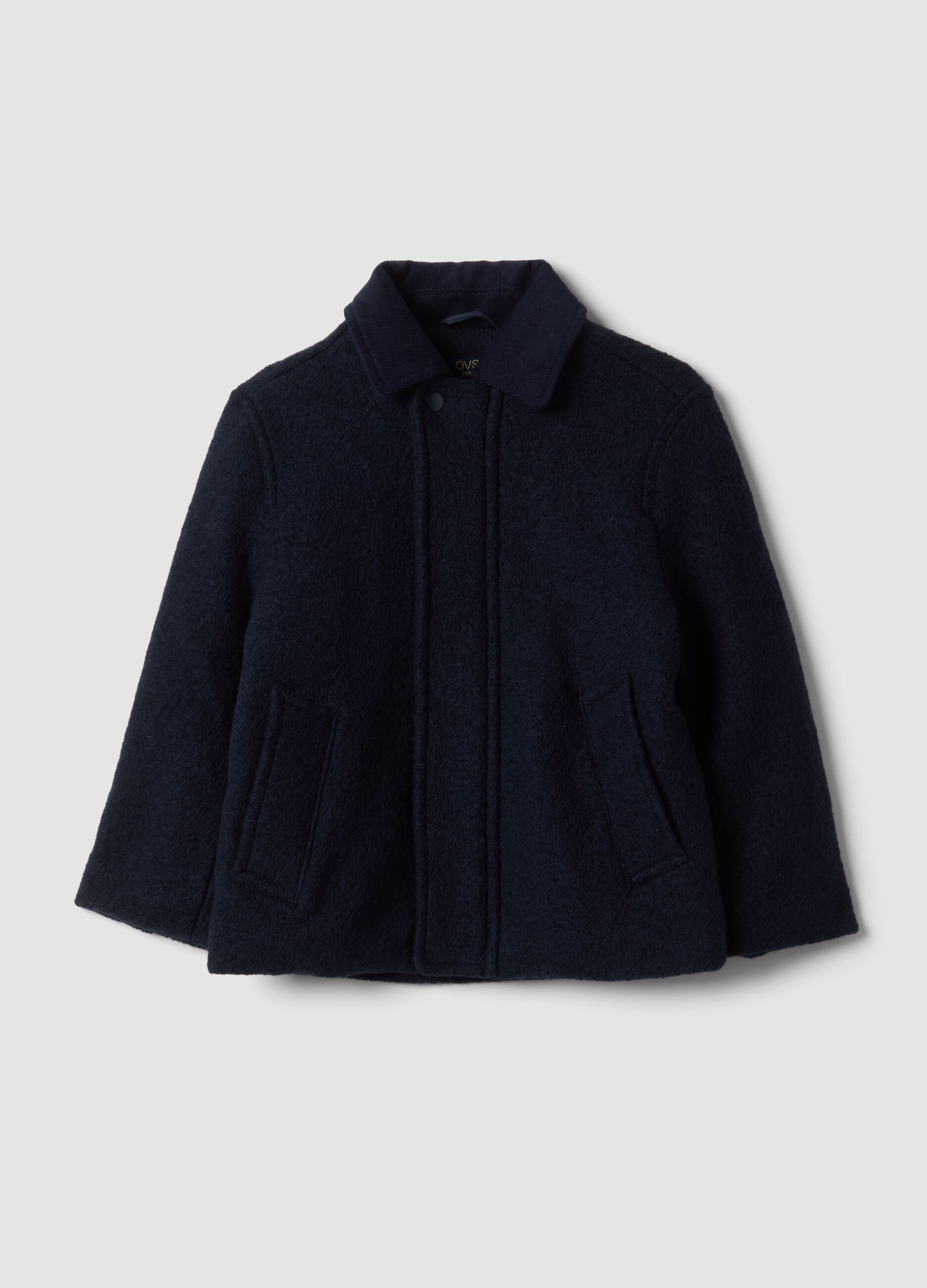 Blue regular-fit wool and viscose blend coat