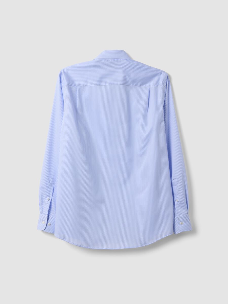 Light blue striped pure cotton shirt with classic collar, regular fit_5