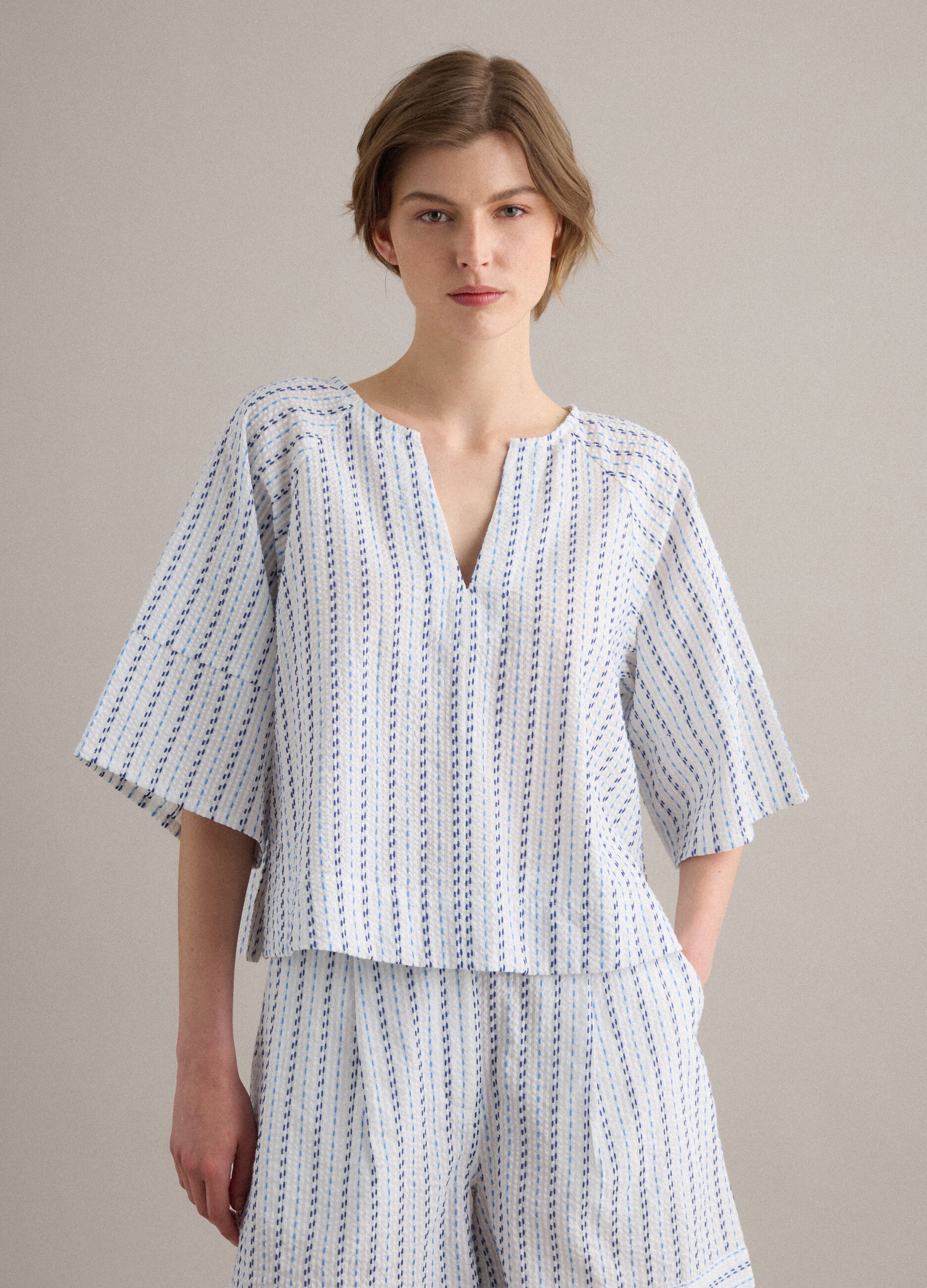 White pure cotton striped shirt