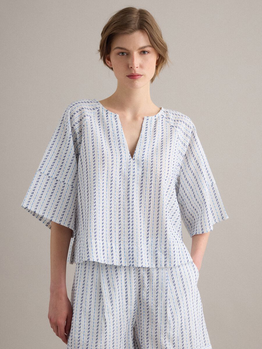 White pure cotton striped shirt_1