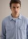 Blue stretch cotton long sleeve shirt regular fit_3