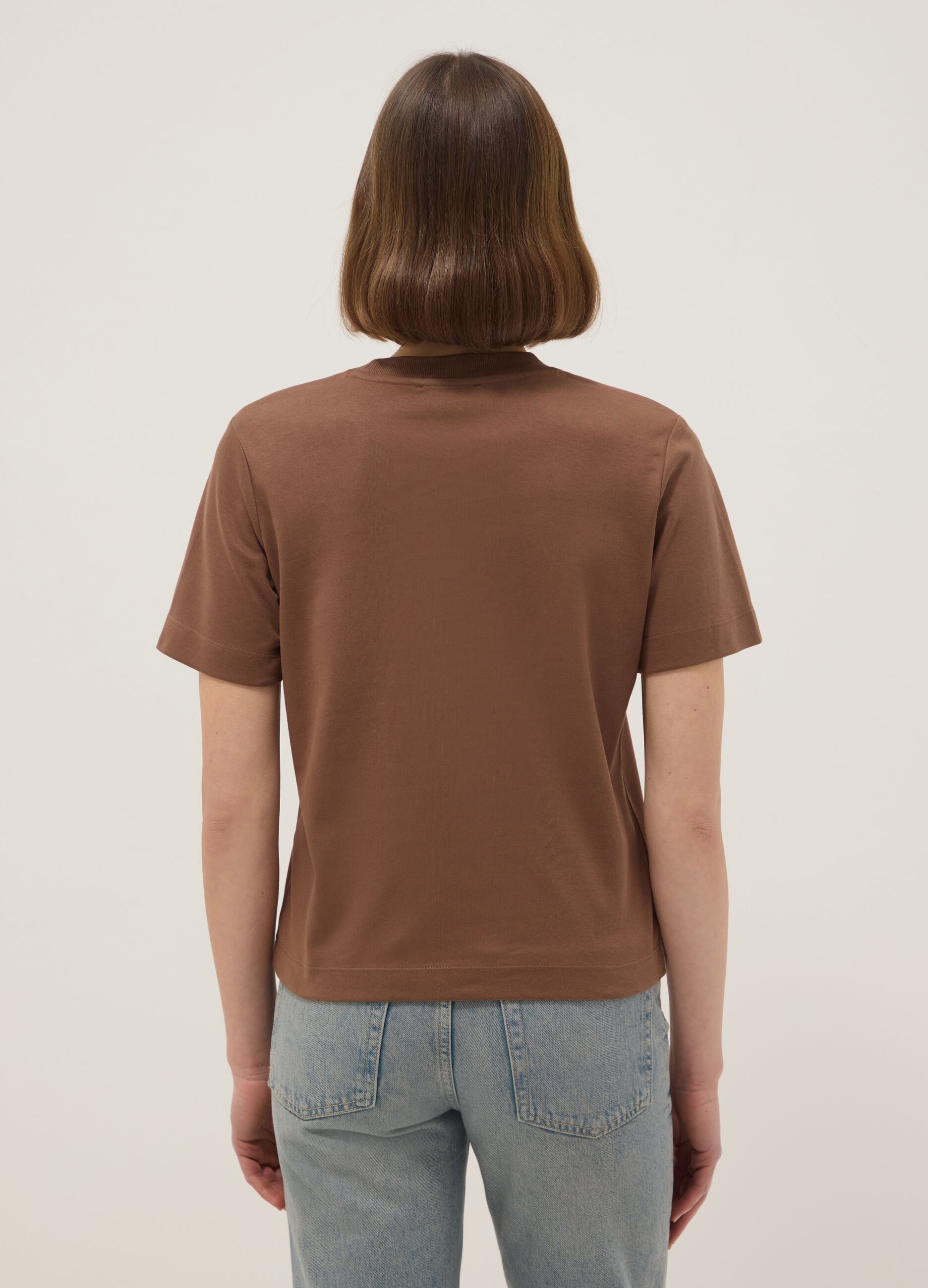Brown pure cotton relaxed fit t-shirt