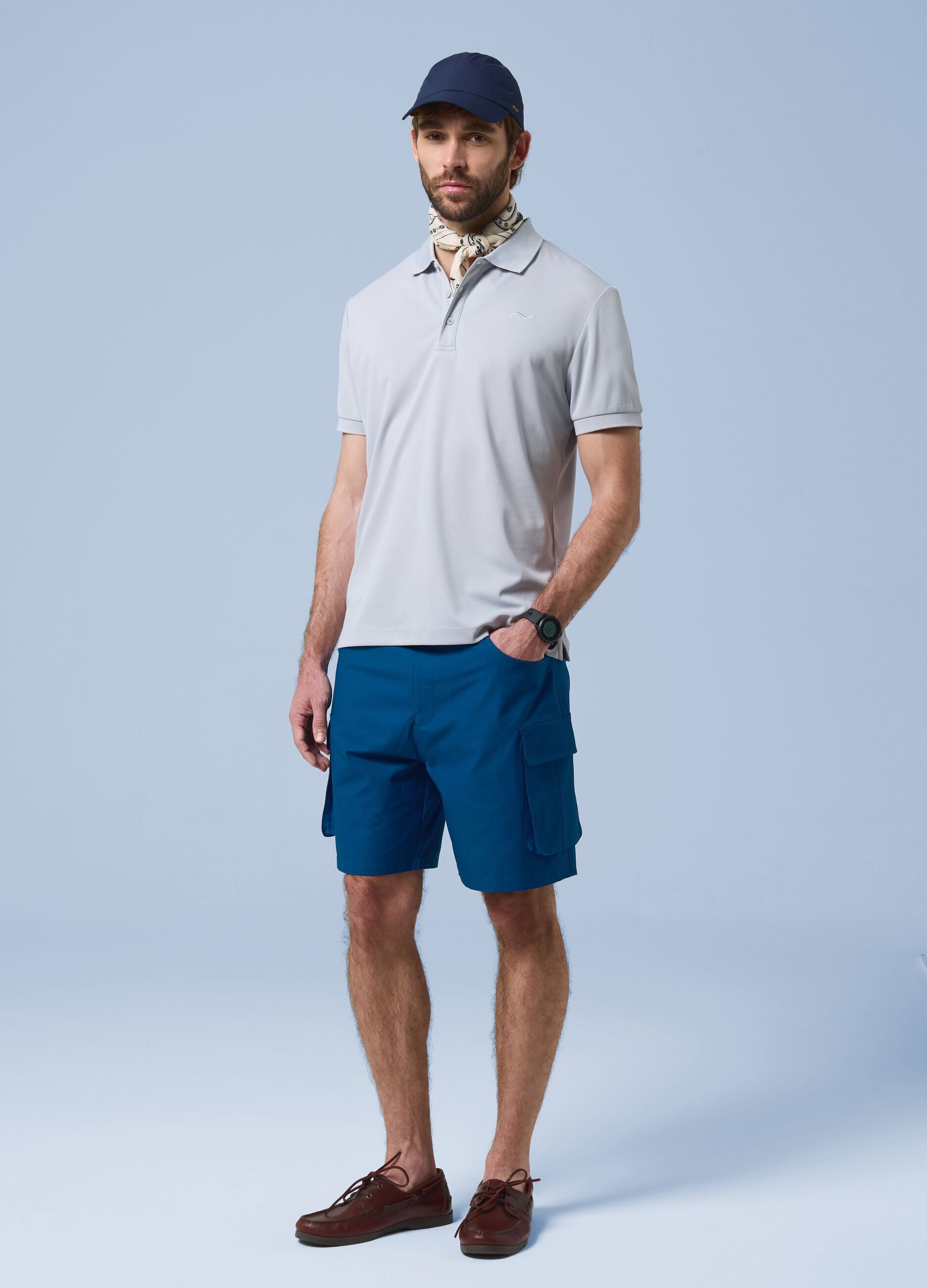 Grey ALTAVIA SAILING polo shirt with breathable classic collar